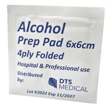 Alcohol Prep Pads 70% Alcohol 6cm x 6cm Folded Wipe box of 200